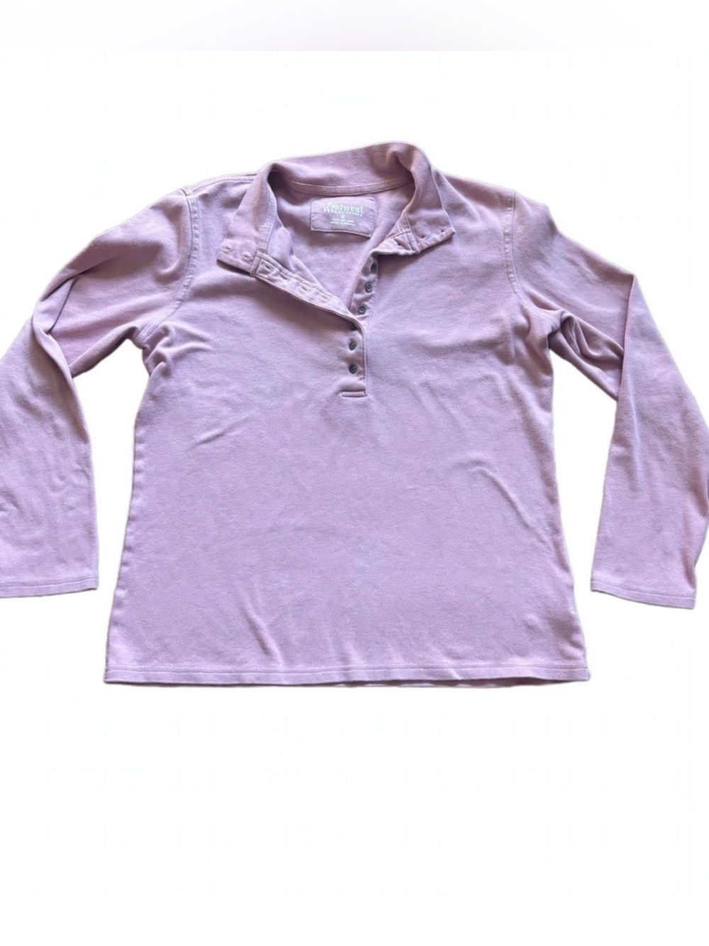 Natural Reflections Womens M Dusty Pink Henley Long Sleeve Button Pullover Top